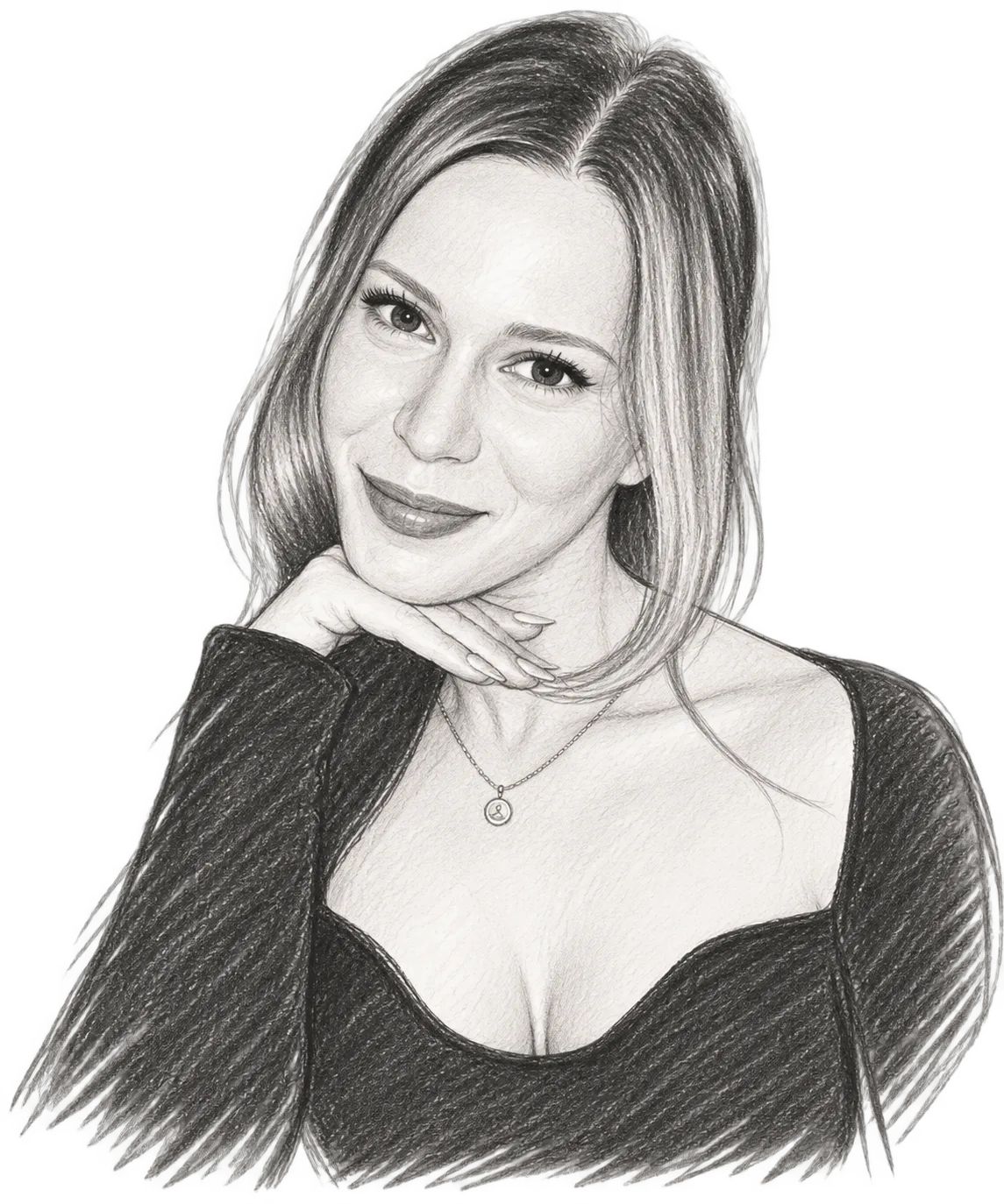 Pencil sketch portrait of Lubov Dudenko